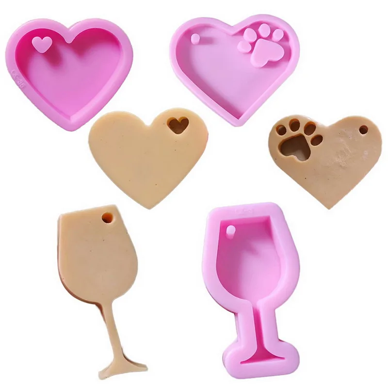 

Love Bear Paw Wine Glass Silicone Casting Epoxy Molds For DIY Resin Pendant Keychain Jewelry Tools Mould Uv Epoxy Handmade Craft