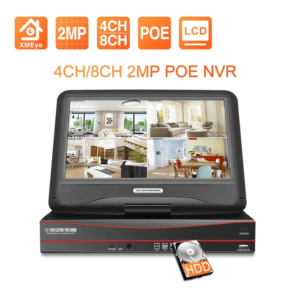 Камера видеонаблюдения Techage сетевая камера безопасности 8 каналов 1080P 10 1 дюйма ЖК