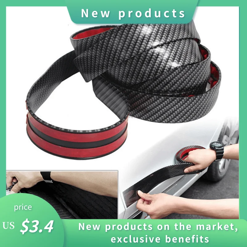 

Car Sticker Body Stickers Carbon Fiber Pattern Pedal Decorative Strip Bumper Door Side Anti-Collision Anti-Stepping Sticker