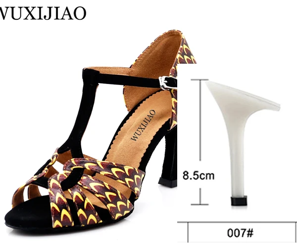 heel 8.5cm WUXIJIAO/Новинка; женские танцевальные туфли с принтом; латинский танец сальсы; Обувь для бальных танцев; женская обувь; 9 см - Цвет: heel 8.5cm