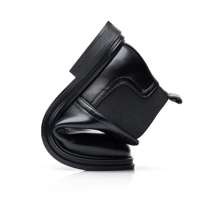 Мужские кожаные ботинки челси черные классические деловые трендовая обувь для