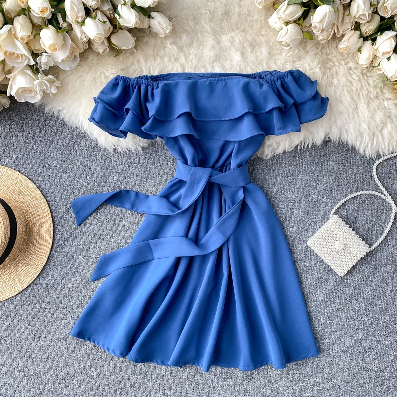 Платье женское с оборками пикантное пляжное праздничное Короткое облегающее