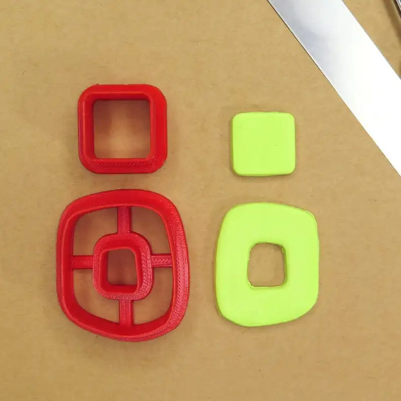 Hollow Square Plastic Cookie Cutters Cake Biscuit Mold Spring Plunger Baking Tool Clay Polymer Cutter clay cutters for jewelry | Дом и сад