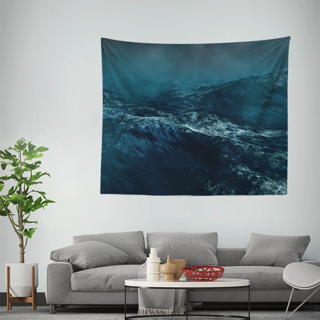 

Wave Tapestry Sea Wave Dark Water Wind Tapestry Wall Hanging Wall Cloth Tapestry Carpet For Living Room Bedroom Home Dorm Decor