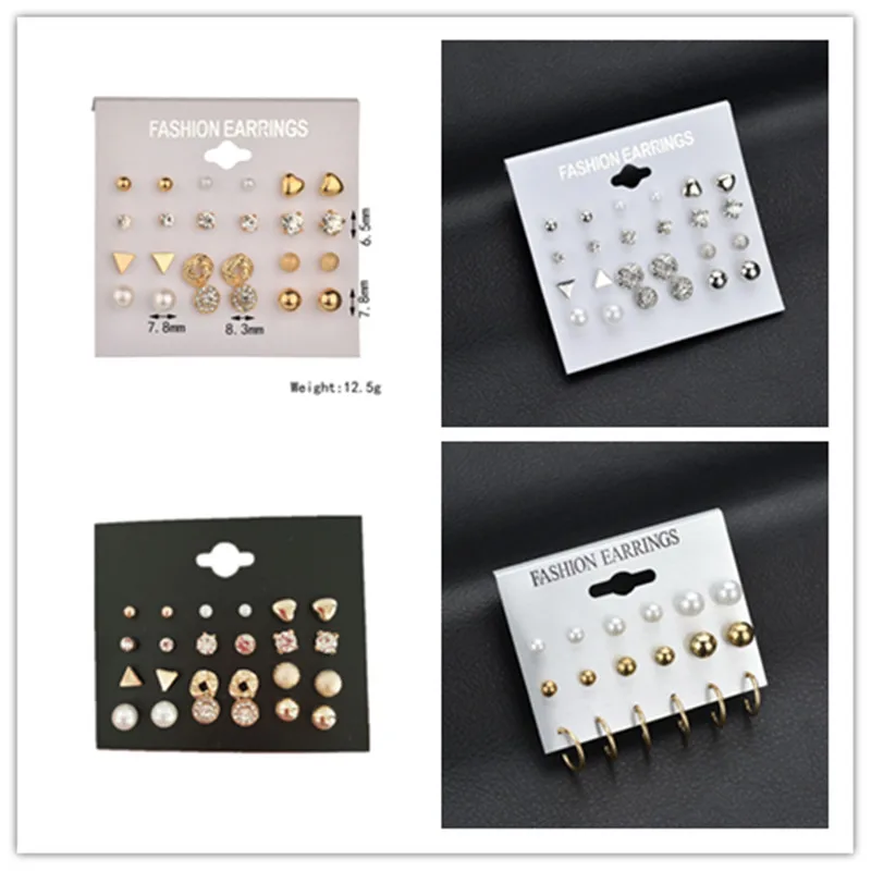 Корейский взрывов комплект ювелирных изделий серьги 12 пар квадратных из