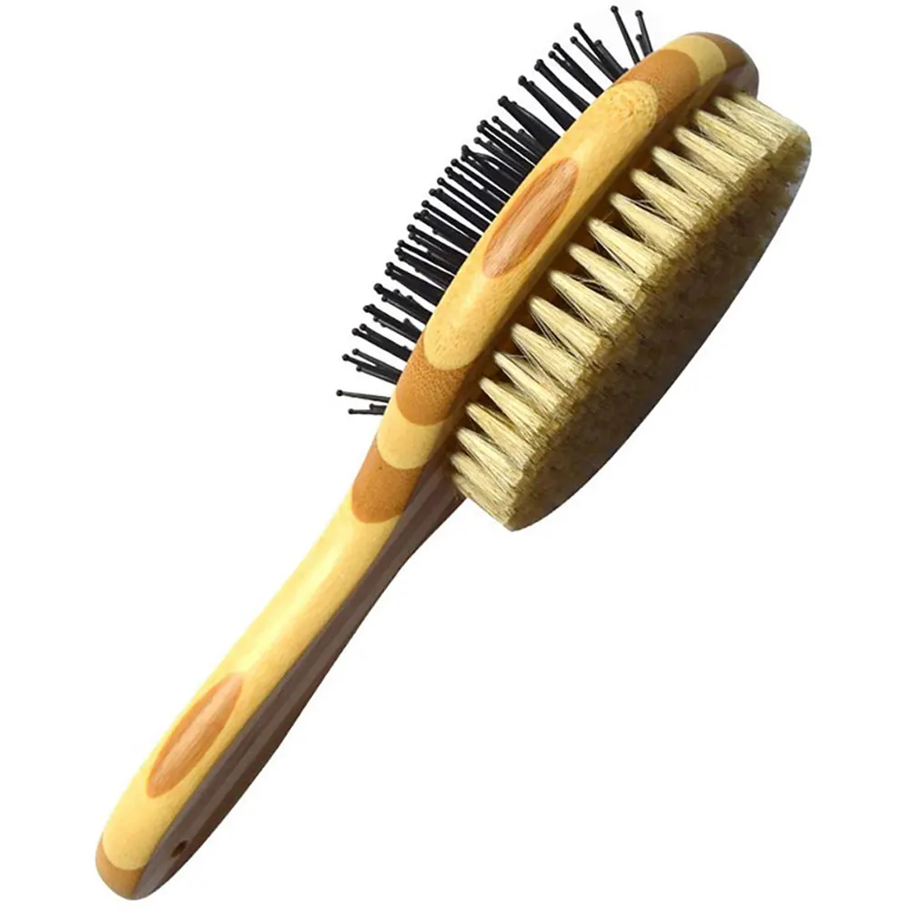 

Pet Dog Cat Hair Removal Wooden Comb Both Sides Grooming Brush Hair Shedding Cleaning Tools For Pets Fit Various Hair