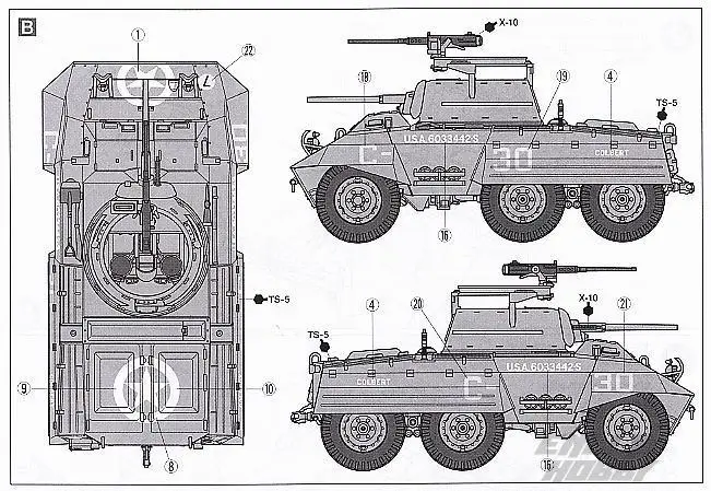 

Tamiya 32551 1/48 Scale US M8 Greyhound Light Armored Car Vehicle Military Display Toy Plastic Assembly Model Kit