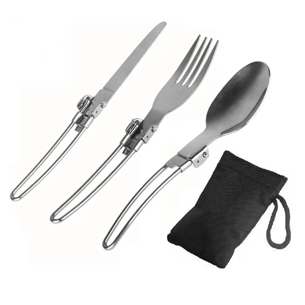 

Stainless Steel Fork Spoon Knife Travel Camping Cutlery Tools Tableware for Outdoor Camping Hiking Fork Spoon Knife Set