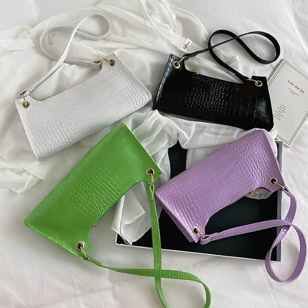 

Модная женская маленькая сумка-тоут с узором под кожу аллигатора, цветная кожаная сумка на плечо, Портативные Сумки из искусственной кожи, п...