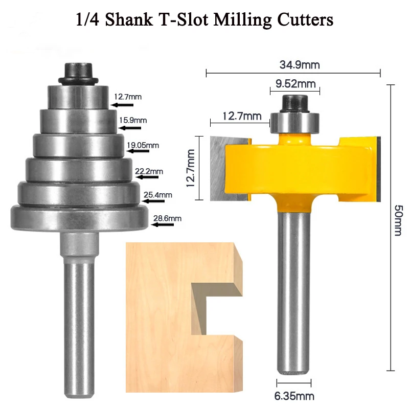 

1/4 Shank T-Slot Milling Cutters Milling Cutter Tool Ball T-knife Slot Cutter for Cutting Machine Engraving Machine