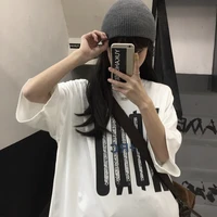new top womens summer 2021 gender free harajuku style high street trend letter printing loose short sleeved couple t shirt