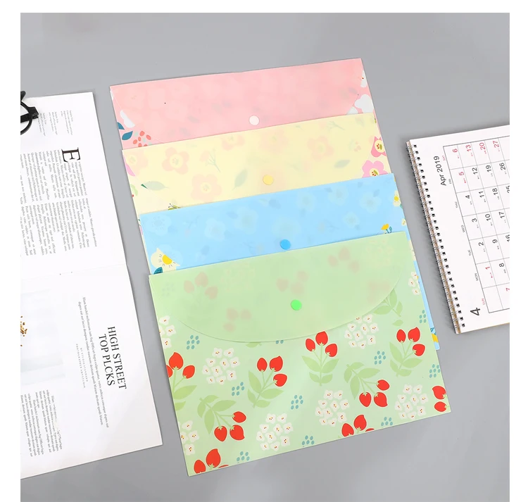 JIANWU A4 Cute cartoon PP Creative Document Bag School students file bag Bill Bag kawaii Office Supplies