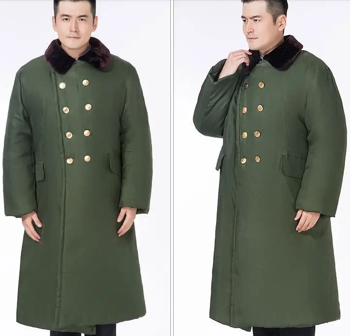 Military Jacket 70s Overcoat Vintage Green Thick Men Winter 2 KG  Chinese