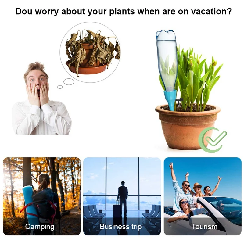 

Plant Self Watering Spikes Devices, 18 Pack Adjustable Plants Drip Irrigation Spike with Slow Release Control Valve Switch for M