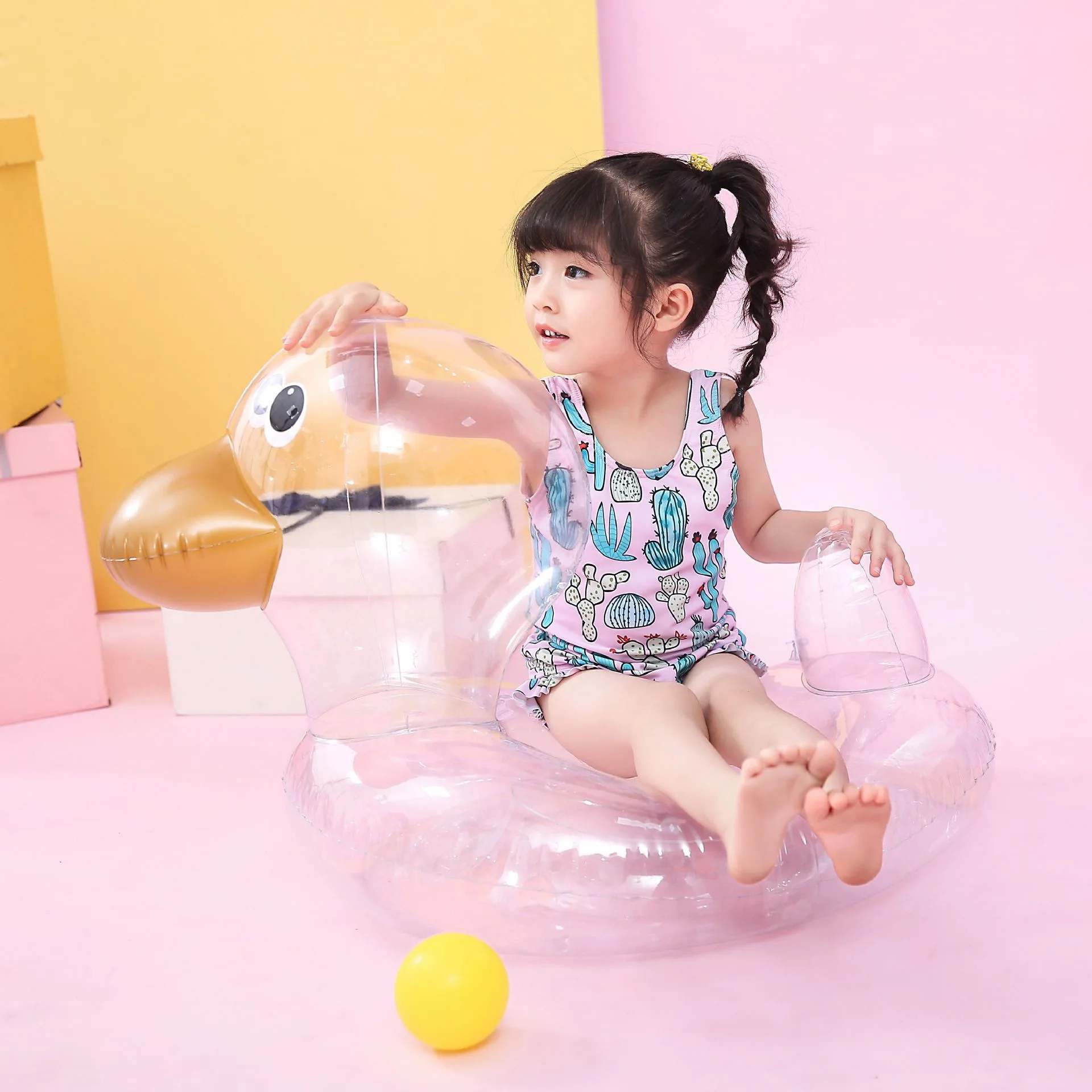 Cute Transparent Duck Baby Swimming Ring Inflatable Bath Swim Circle Floating Seat Pool Toys | Спорт и развлечения