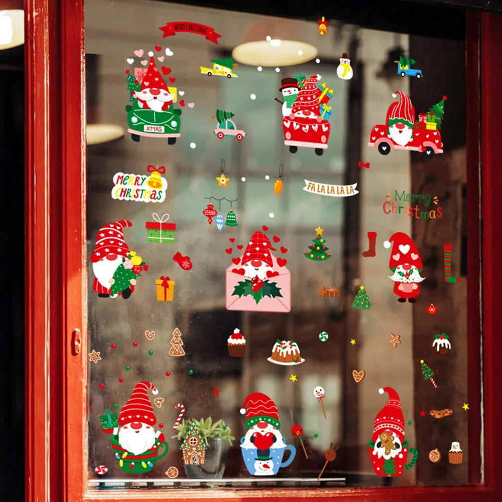 

Christmas Wall Window Sticker Glass Decals Party Ornament Gift New Year 2022 Home Room Decoration Xmas Noel