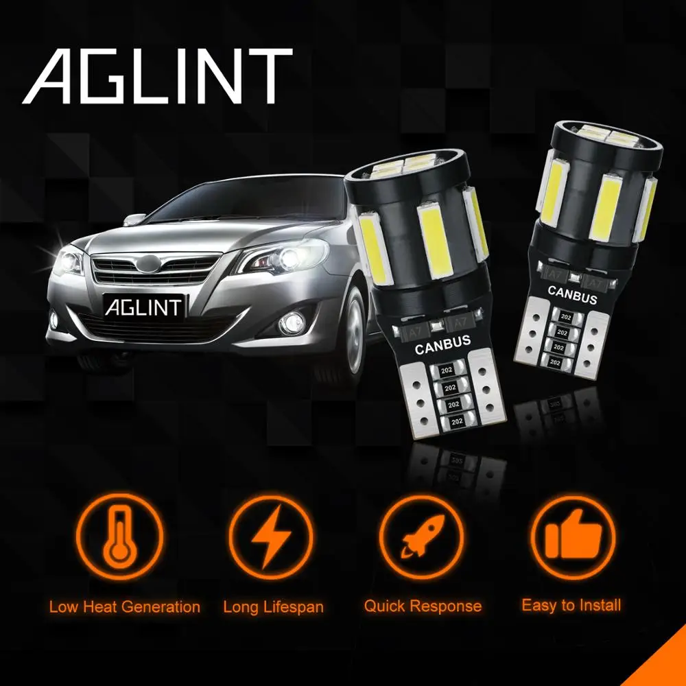 AGLINT 2 шт. T10 5W5 194 Светодиодный лампочки CANBUS 7020 + 3030 светодиодный 10 чипы авто