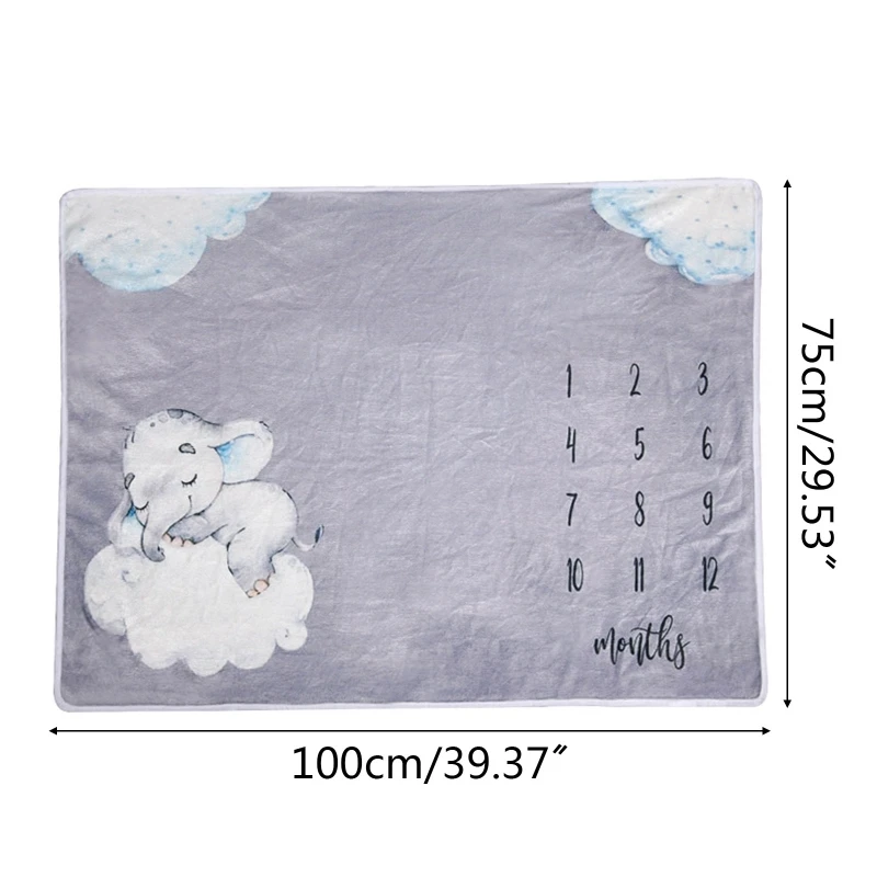

Baby Monthly Record Growth Milestone Blanket Newborn Flannel Swaddle Wrap Cloth