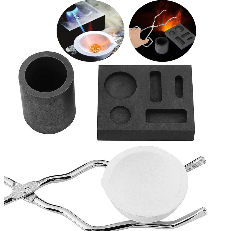 

New Graphite Crucible Set Ingot Mold Gold Silver Color Torch Melting Kit Tool Mould Set