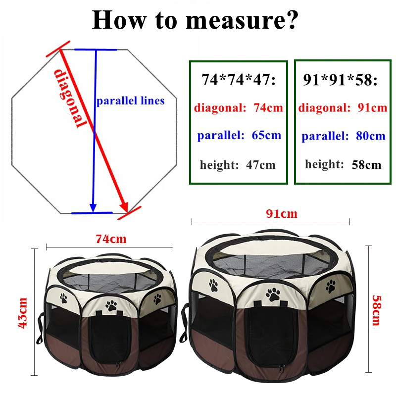 

Portable Pet Cage Folding Pet Tent Outdoor Dog House Octagon Cage For Cat Indoor Playpen Puppy Cats Kennel Easy Operation