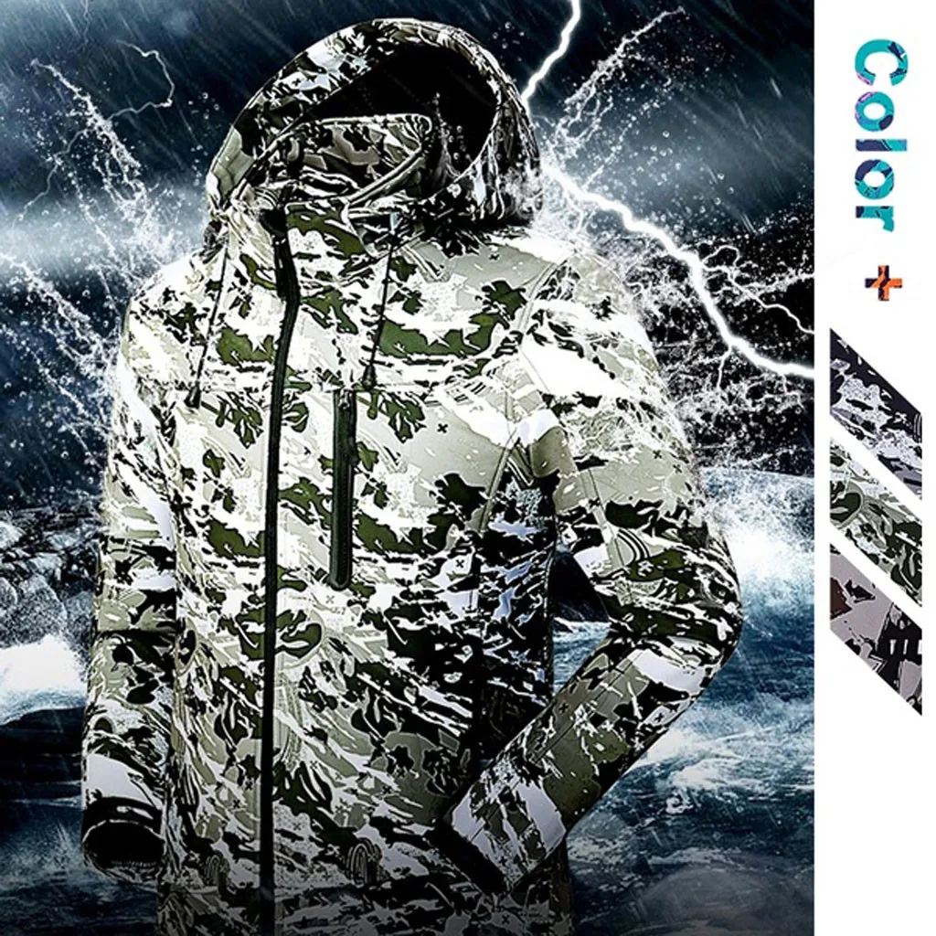 Winter Camouflage Jackets Couple Casual Autumn Long Sleeve Hooded Zipper Fleece Outdoor And Coats Sportswear | Мужская одежда