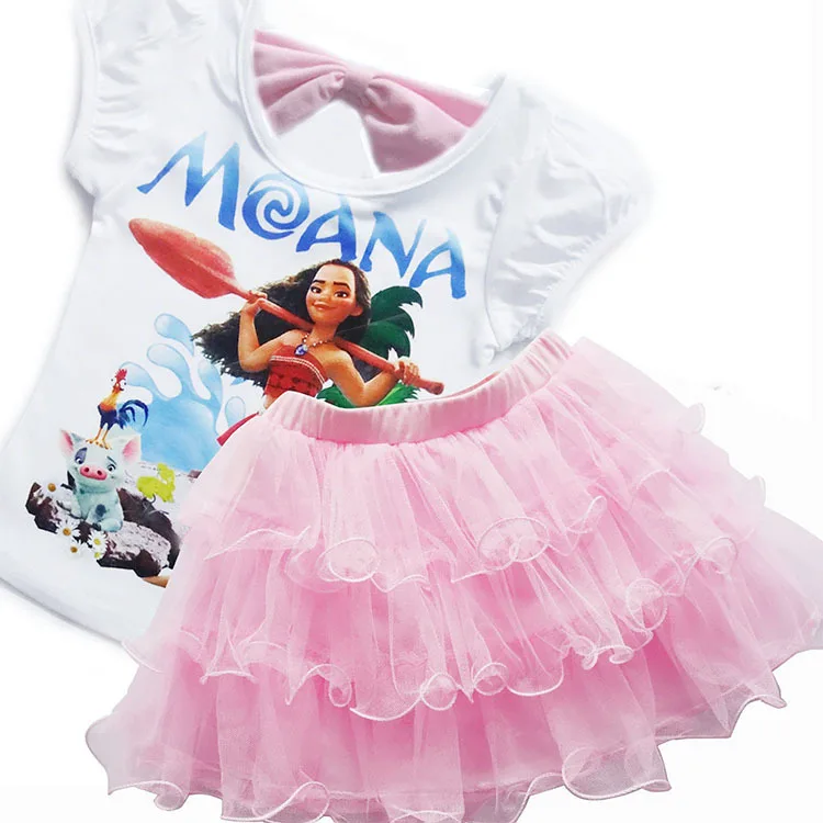 Moana/летние вечерние платья принцессы с изображением океана для маленьких девочек, платье с рисунком Моаны для детей, От 3 до 12 лет Одежда для девочек футболка+ короткая юбка