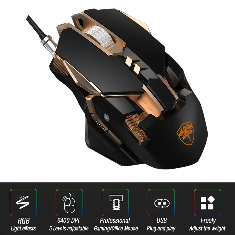 

Мышь компьютерная игровая Проводная эргономичная с Usb-кабелем, 6400DPI