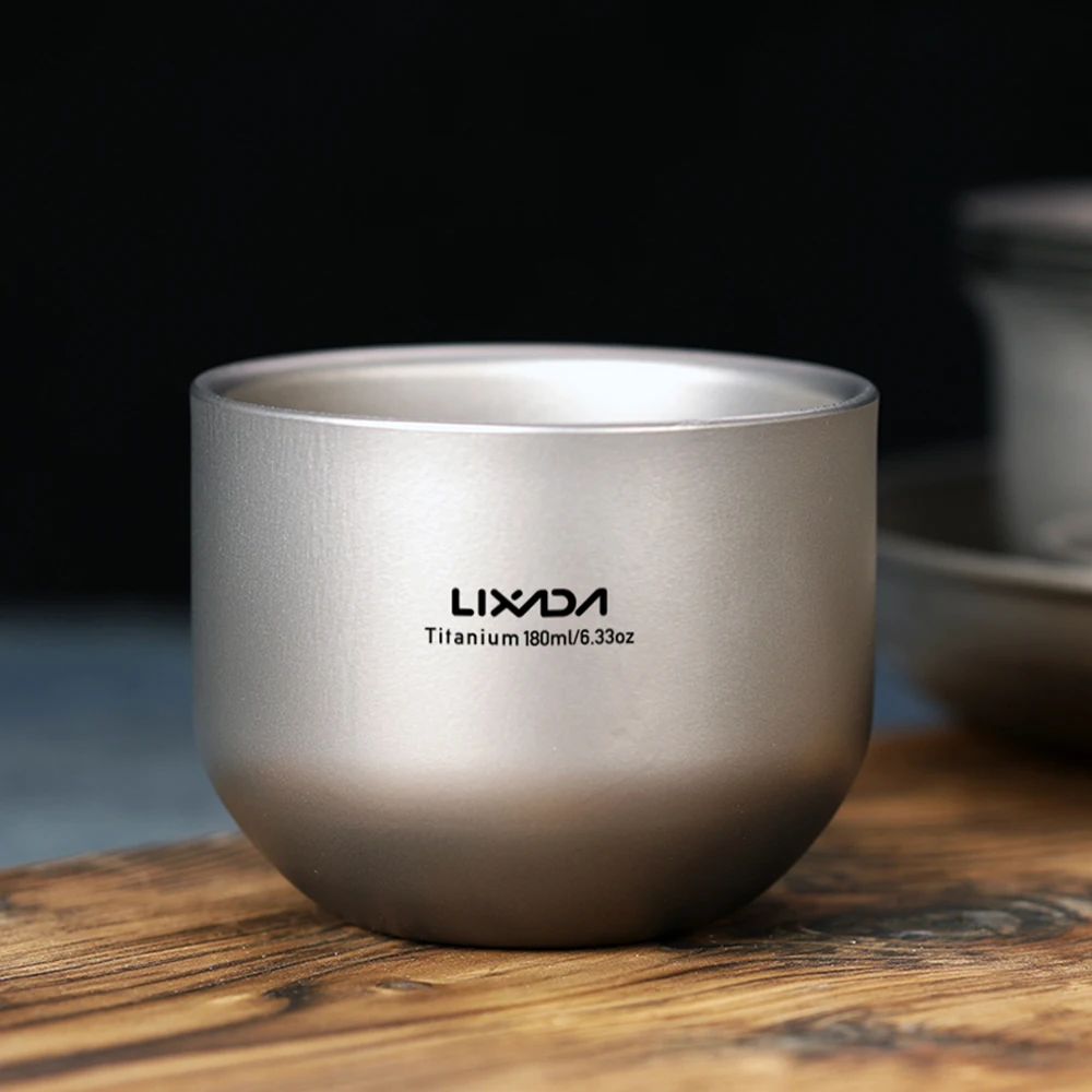 Lixada 180 мл большой Ёмкость с двойными стенками Титан Чай стакана воды Вино Кубок
