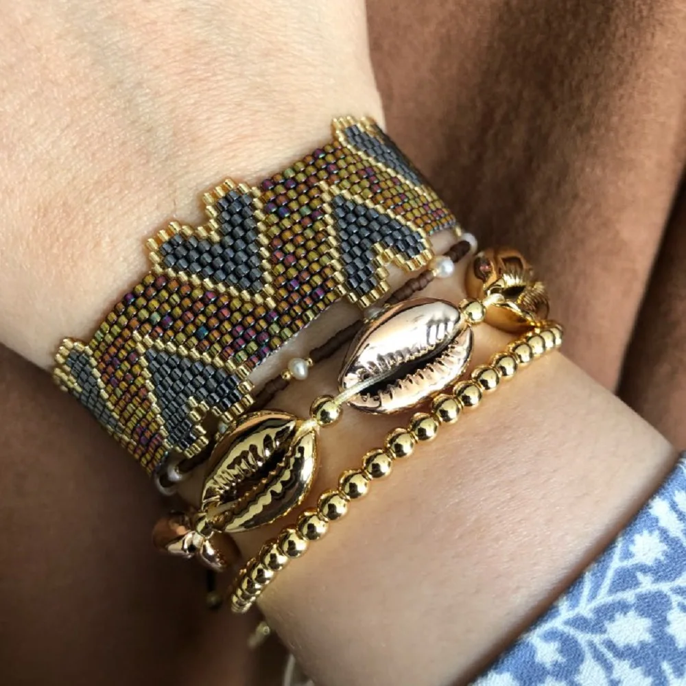 Go2boho MIYUKI браслет для женщин богемный Браслет оболочка ручная повязка с подвеской Pulseras Mujer Moda лето 3D Сердце Femme ювелирные изделия