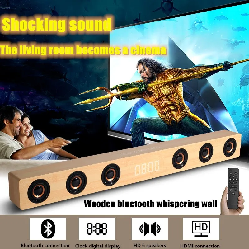 

LED Clock Bluetooth Speaker Computer Soundbar HiFi Stereo Subwoofer Soundbox Home Theater Echo Wall Boombox AUX Optical Coaxial