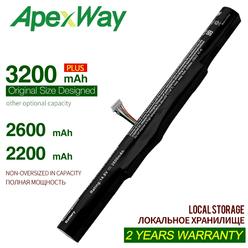 ApexWay 14 8 V 2600mAh Аккумулятор для ноутбука ACER Aspire V3 574G E5 473G 573G 37WH|Аккумуляторы
