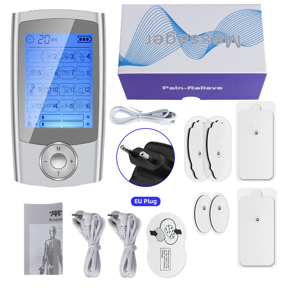 

16 Mode Tens Machine Ems Electric Muscle Massage Stimulator Digital Electrostimulator Relaxation Body Pain Relief Electrodes Pad