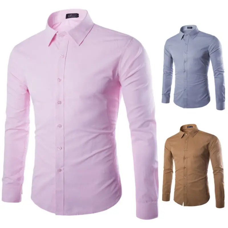 

Foreign Trade Men's Four Seasons Commonly Used Overalls Long Sleeves Shirt Men's Solid Color Slim Shape Professional Work Shirt