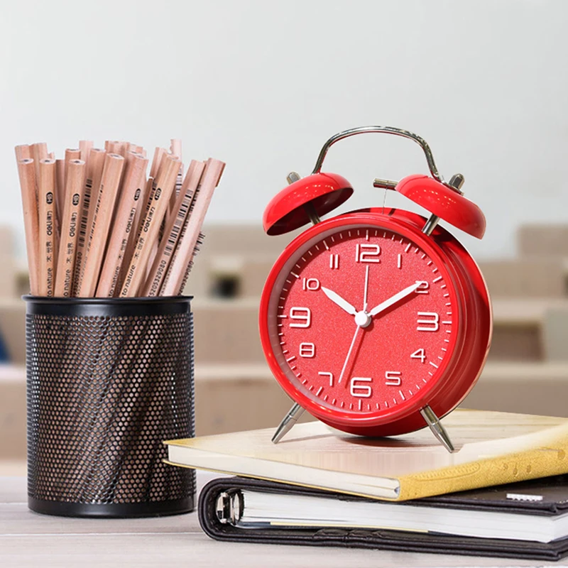 4-дюймовый двойной будильник с колокольчиком металлическая рамка 3D циферблат