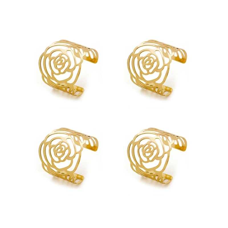Flower Gold 4pcs TAI Top 6 шт. кольцо для салфеток из металлического сплава кольца для салфеток для свадебной вечеринки банкета западное обеденное полотенце держатель для салфеток украшение стола - Цвет: Flower Gold 4pcs