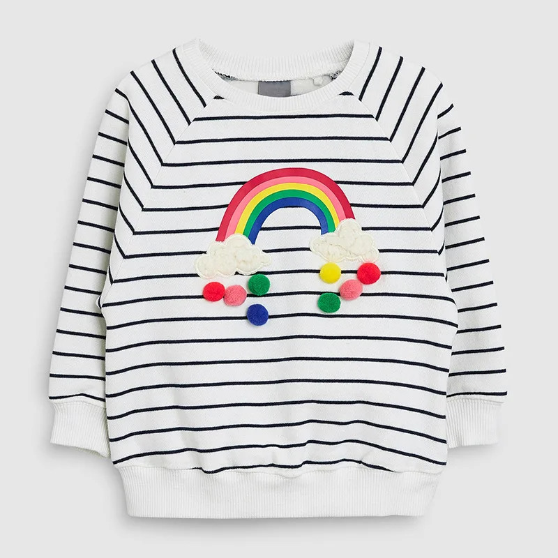 Little maven 2-7Years Autumn Rainbow embroidery Toddler Kids Baby Girl Sweatshirt Children's Clothing For Girl's Sweater Fleeces