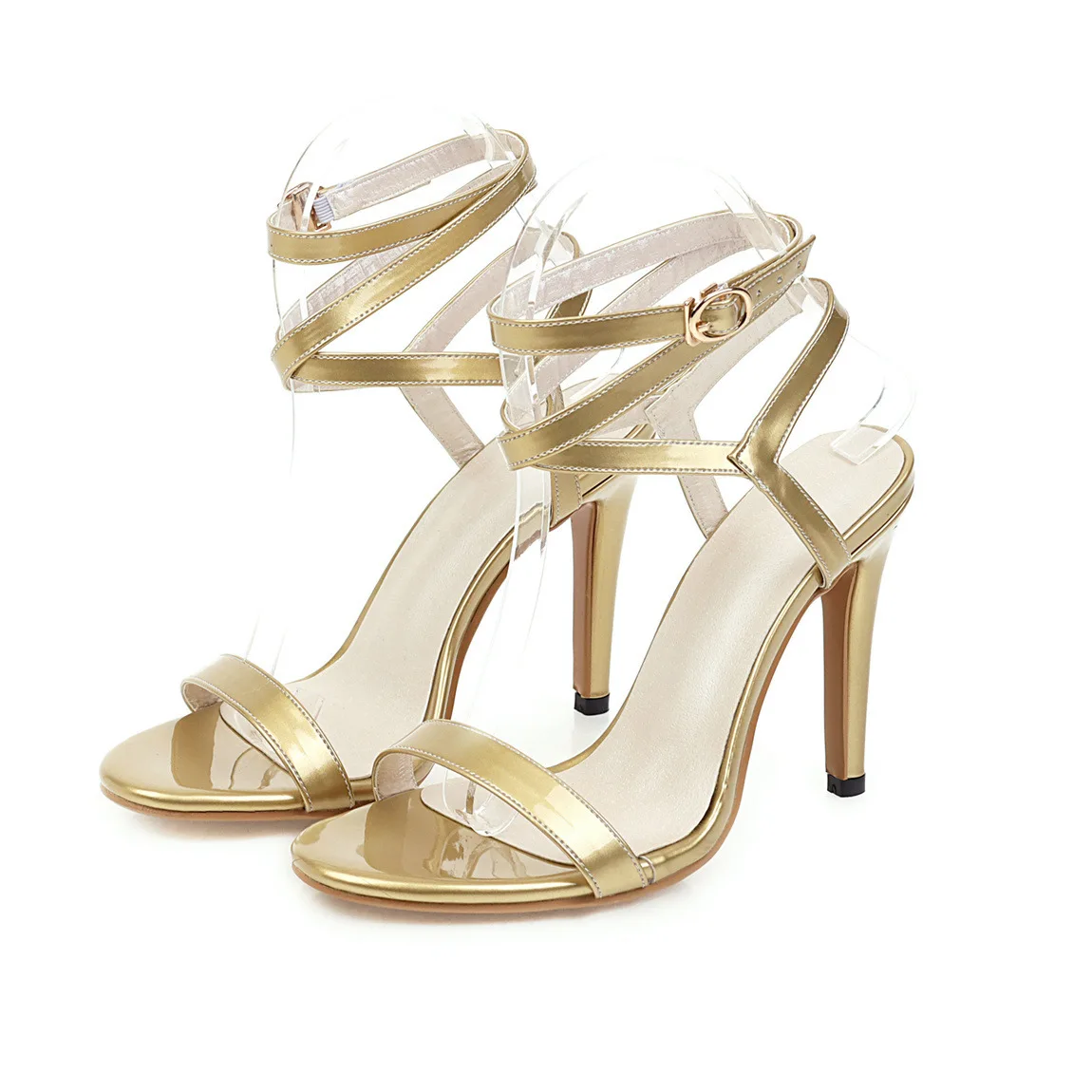 

Summer 2020 new sexy slim heel ultra high heel women's shoes 32-43 size buckle hollow sandals