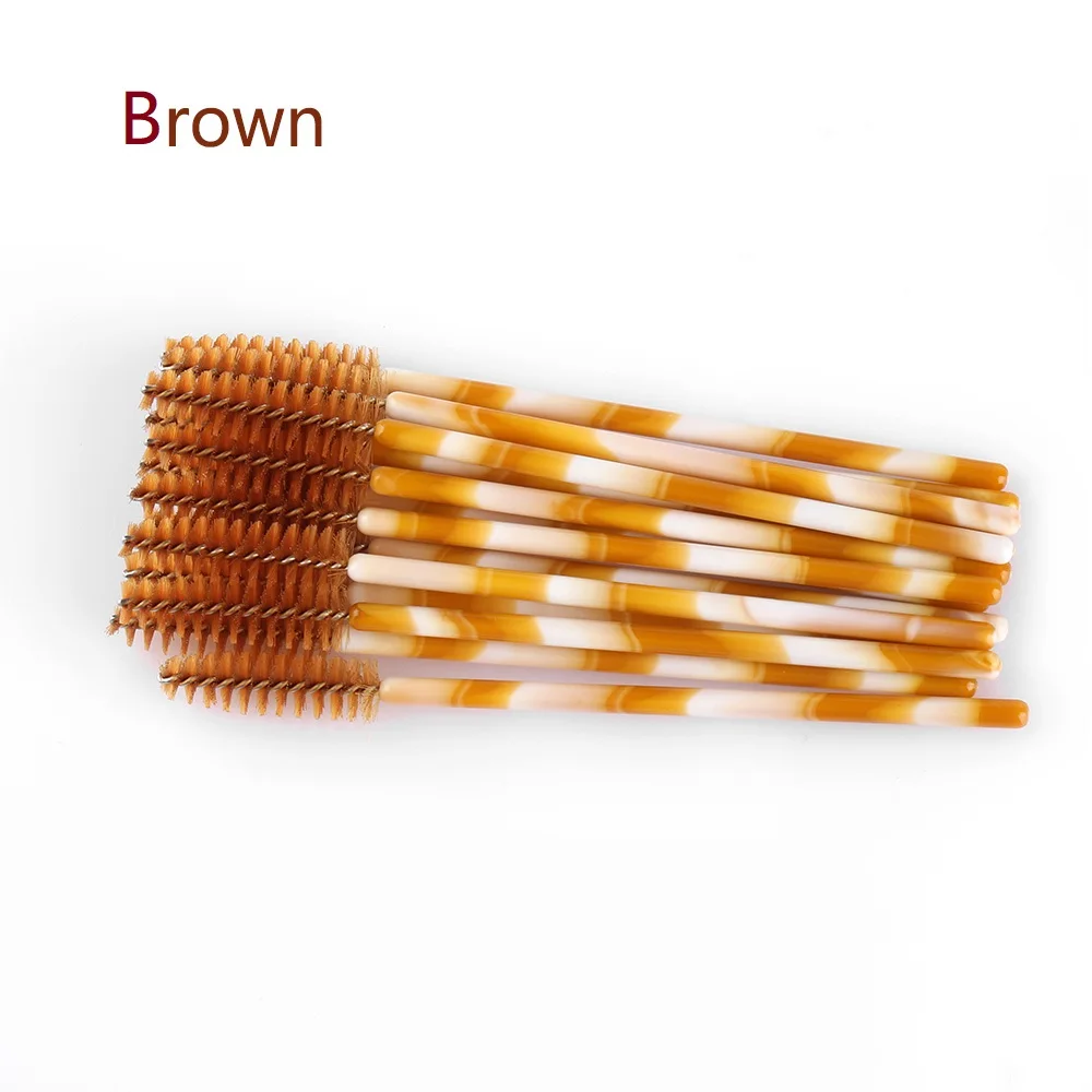 brown 3 50 шт. одноразовый Кристалл щеточки с тушью для ресниц палочки Аппликатор Прививка ресниц Керлинг гребень Красота Макияж инструмент для ресниц кисти - Handle Color: brown 3