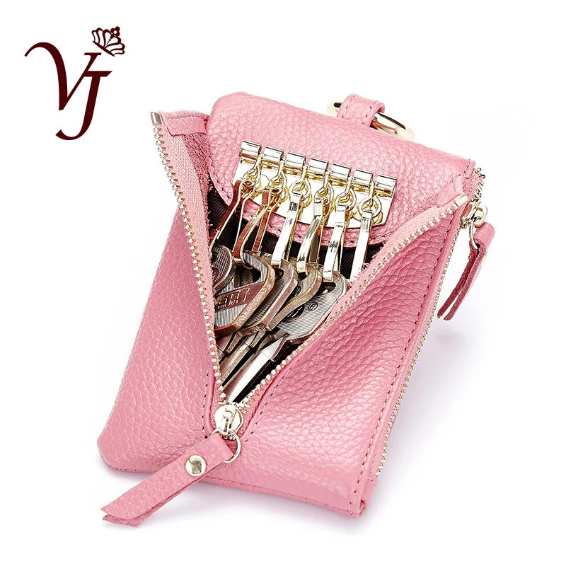 

Zipper Key Wallet Women Coin Purse Genuine Leather Car Keychain Female Housekeeper Holder Lady Multifunction Bag Pouch