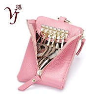 zipper key wallet women coin purse genuine leather car keychain female housekeeper holder lady multifunction bag pouch