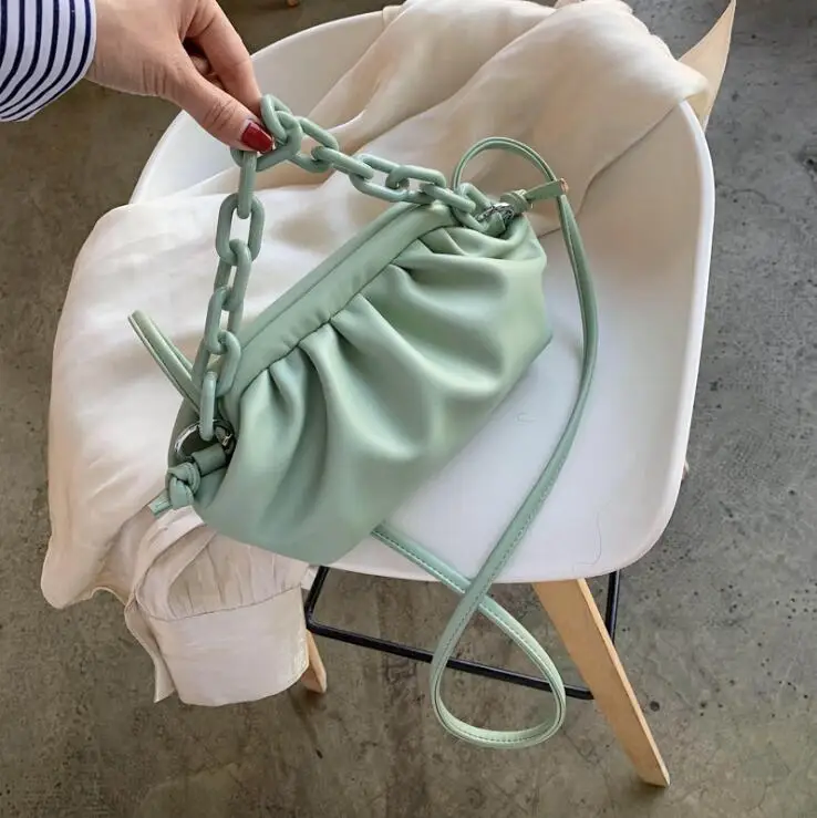 

Fashion Simple Versatile Bag Women PU Leather Cloud Crossbody Bag Clutch Female Casual Shoulder Handbag Niche Chain Lady Tote