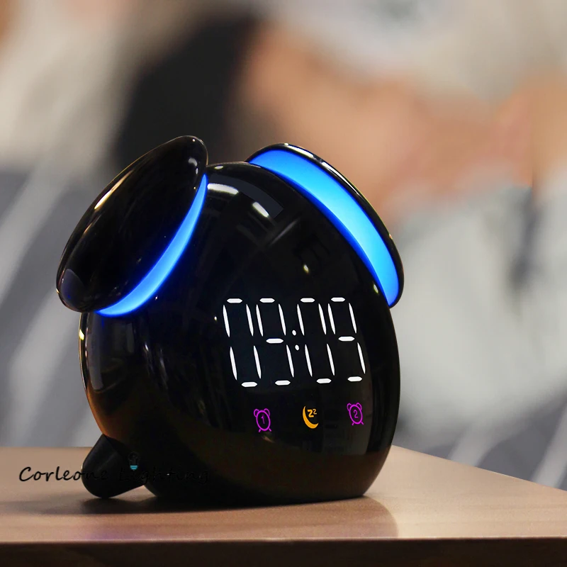 

LED Children's Night Lights Time Clock Bedside Table Night Lamp for Kids Rooms Study Bedroom Lamp Chargeable USB Dim Night Light