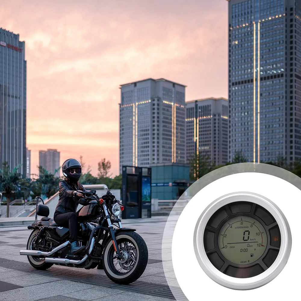 

LCD Motorcycle Speedometer Practical White Backlight Motorcycle Speed Tester Motorcycle Testing Device for Night DIY Refit