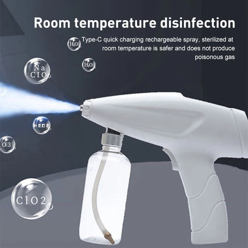

NEW Multifunction Rechargeable Electric Wireless Atomizer 200ml 110V-240V USB Charge Household Blue Light Nano Steam Spray Gun