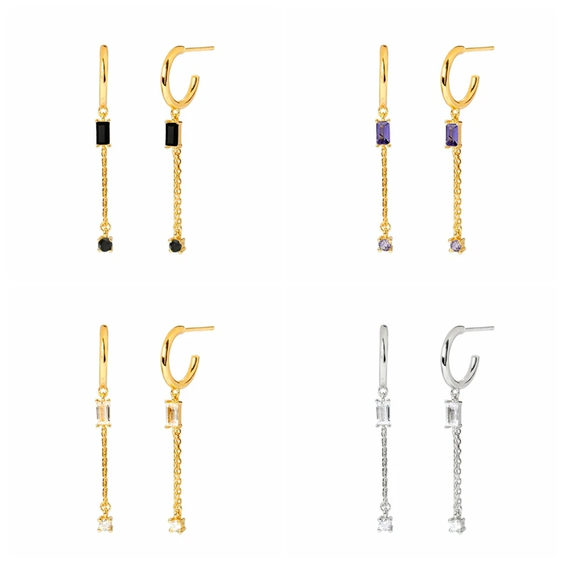 

925 Sterling Silver Ear Needle Ladies Exquisite Chain Stud Earrings Minimalism Bohemian Style Fashion Jewelry Birthday Gifts