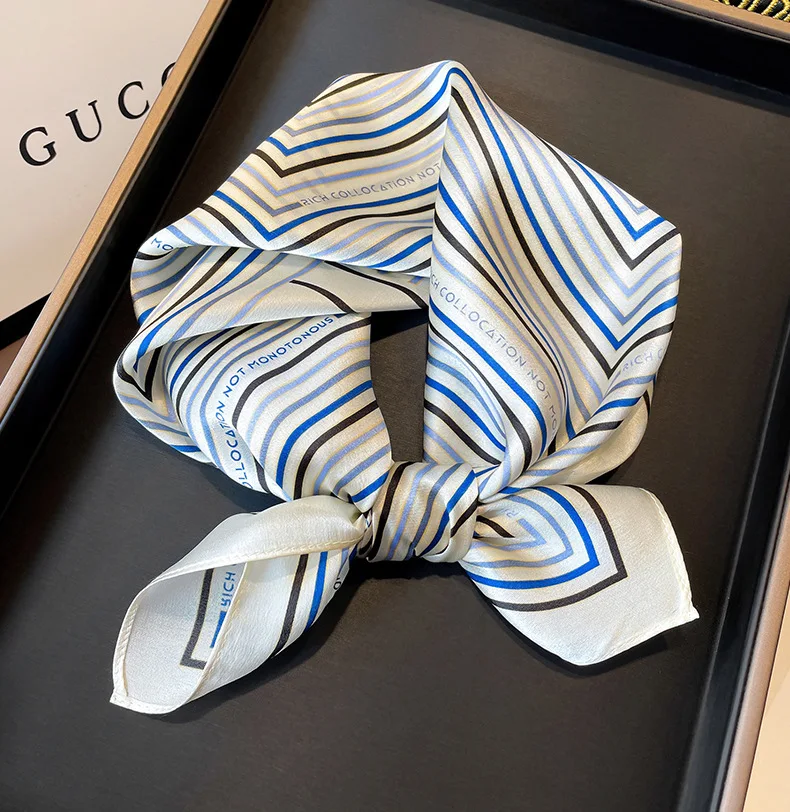 

New Print 100% Natural Real Silk Scarf Women Neck Hairband Square Shawl Neckerchief Female Hijab Poncho 2021 Headband Bandana