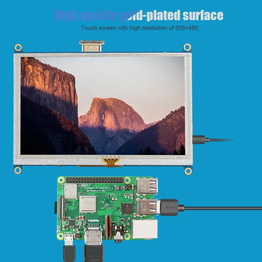 5 дюймовый сенсорный ЖК дисплей с разрешением 800x480 и TFT подсветкой для Raspberry Pi 4B