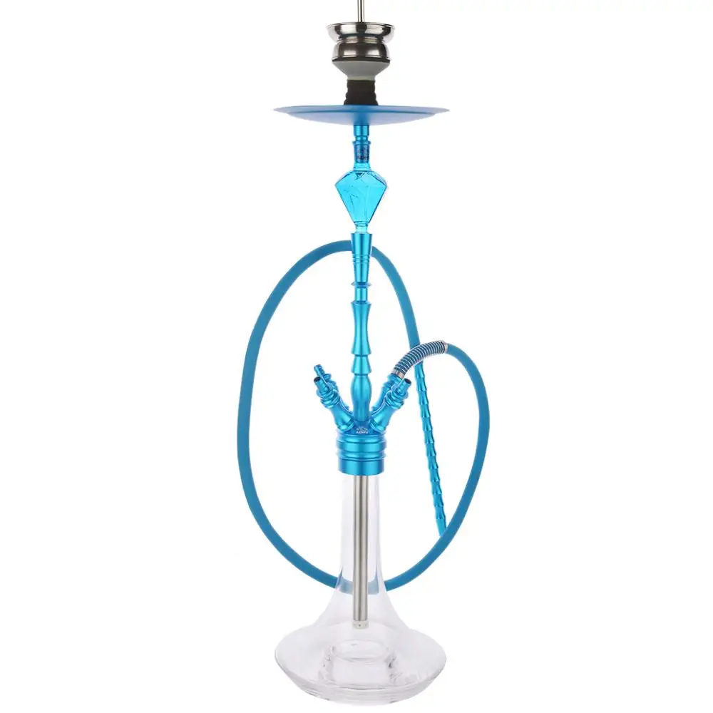 Blue Кальян набор большой размер Chicha алюминиевый сплав кальян molasse Ловец шланг narguile аксессуары Hotselling4 подключения адаптер - Цвет: Blue
