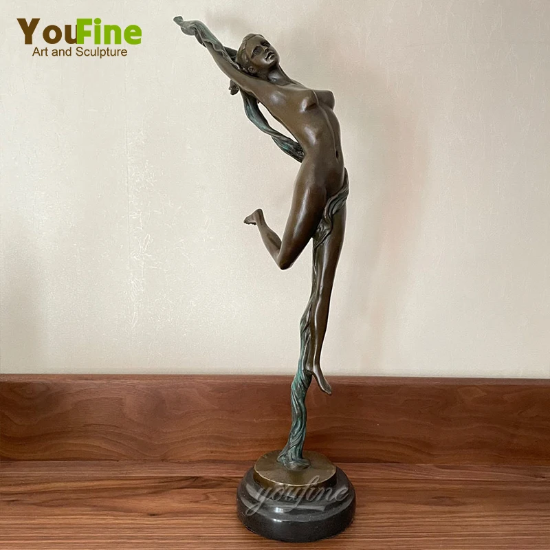 

47cm Bronze Sculpture Nude Girl Dancer Statue Female Nudes Bronze Art Craft Figurine For Home Office Hotel Decoration