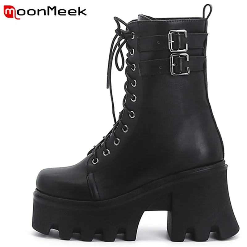 

Женские зимние ботинки на шнуровке, из коровьей кожи